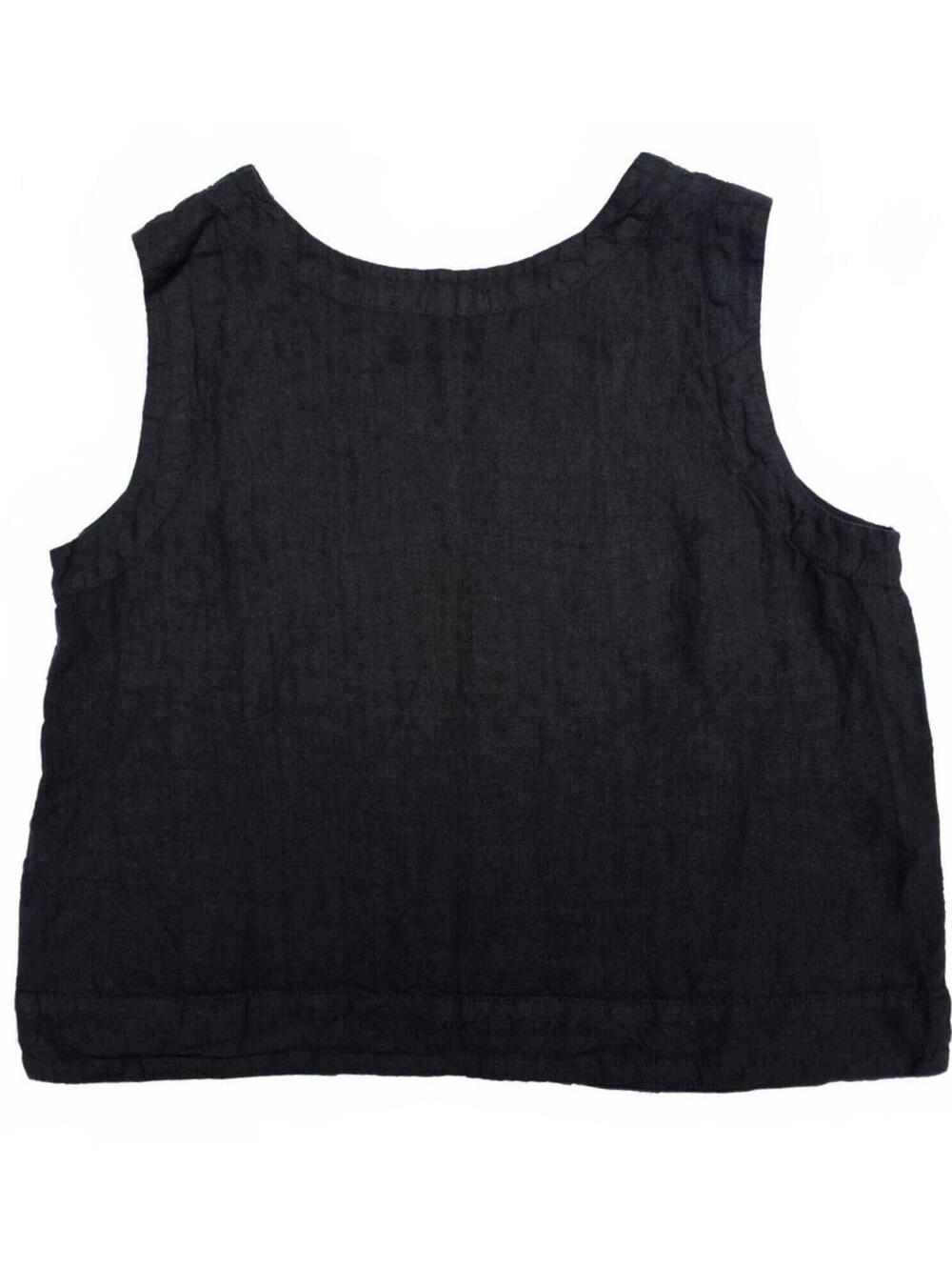 Cut-Loose Black Linen Sleeveless Shell Top Large - Picture 4 of 11